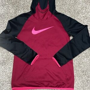Nike girls red, black and hot pink swoosh hoodie, girls large
